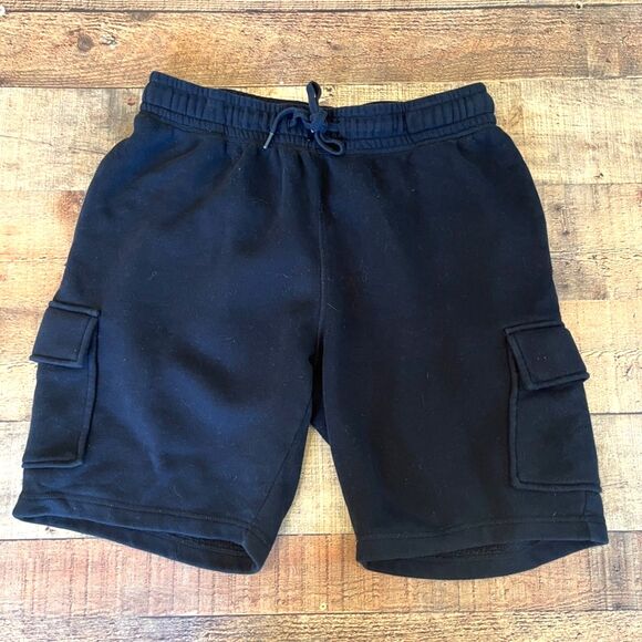 Maison Article Men's Black Shorts Fleece Cargo Pull On Zip Pockets Large - Picture 5 of 6